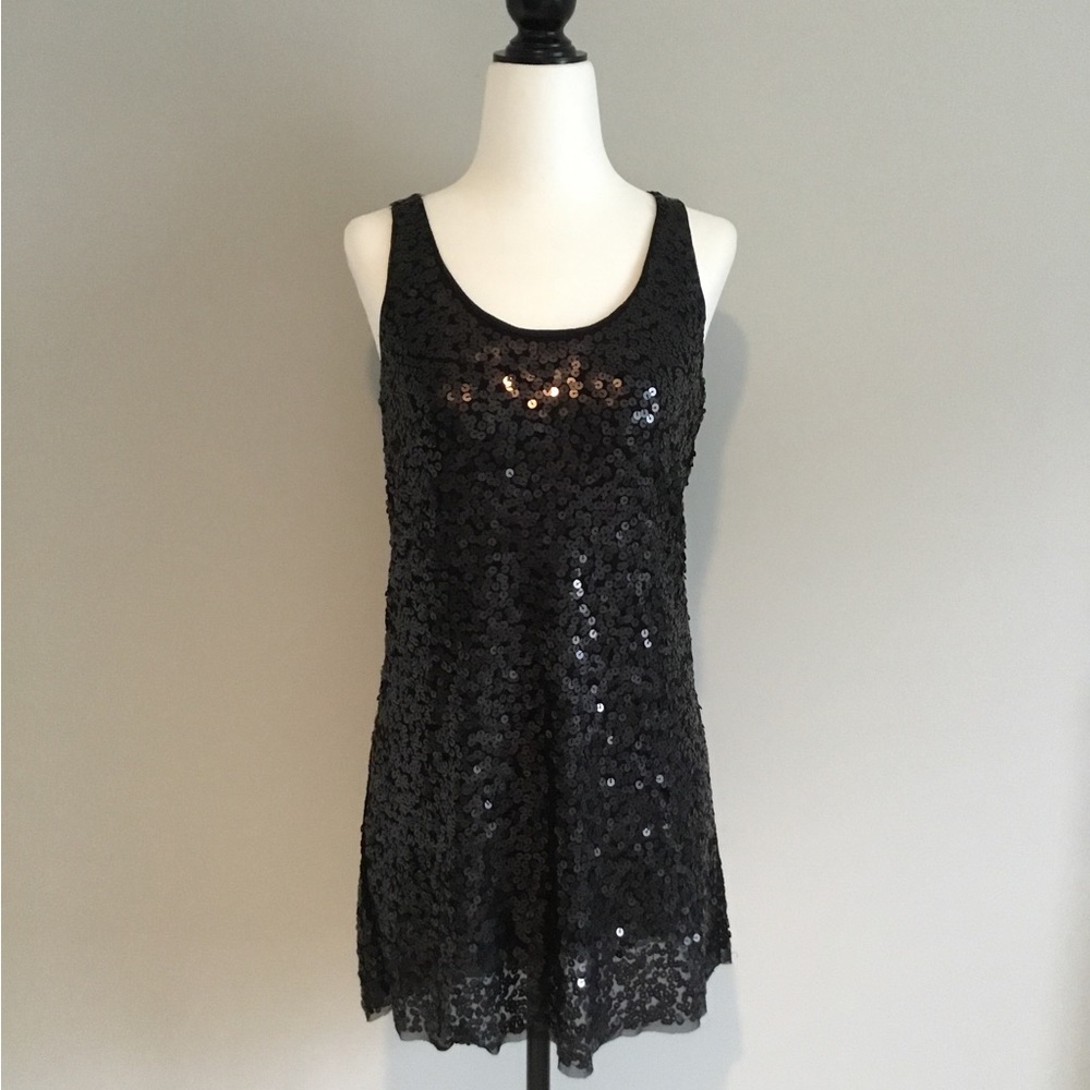 Cassis Collection Black Sequin Mini Dress, Size S